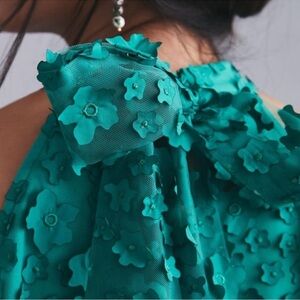 Eva Franco Emerald Green Dress with Appliqué (Anthropologie)